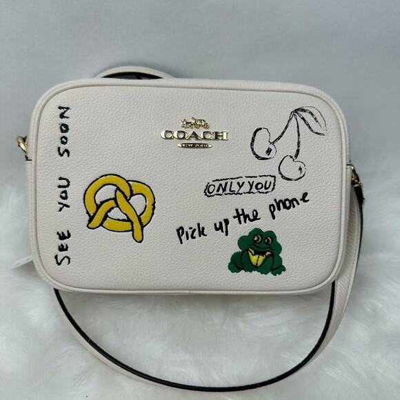Coach Jamie Camera Bag With Sketch Print Pebble Leather/Chalk Multi CAT02 NWT - Picture 1 of 12